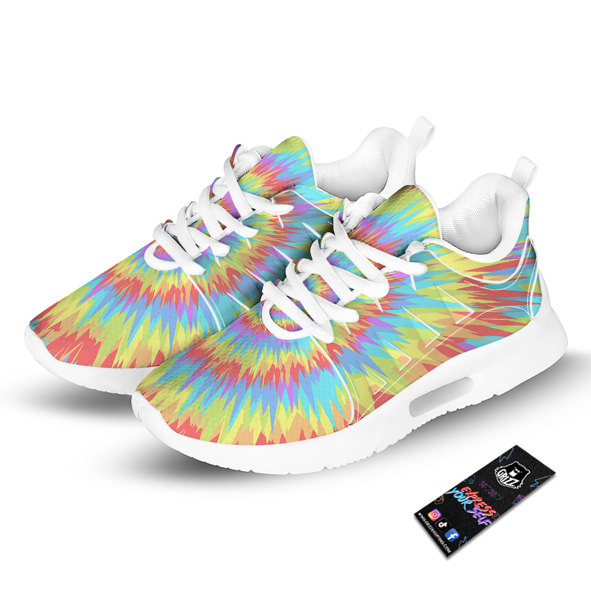 Optical Illusion Colorful Psychedelic Tennis Shoes-grizzshop