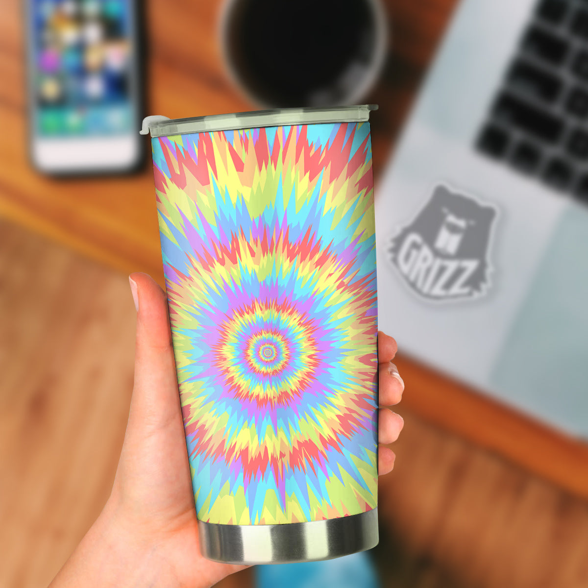 Optical Illusion Colorful Psychedelic Tumbler-grizzshop