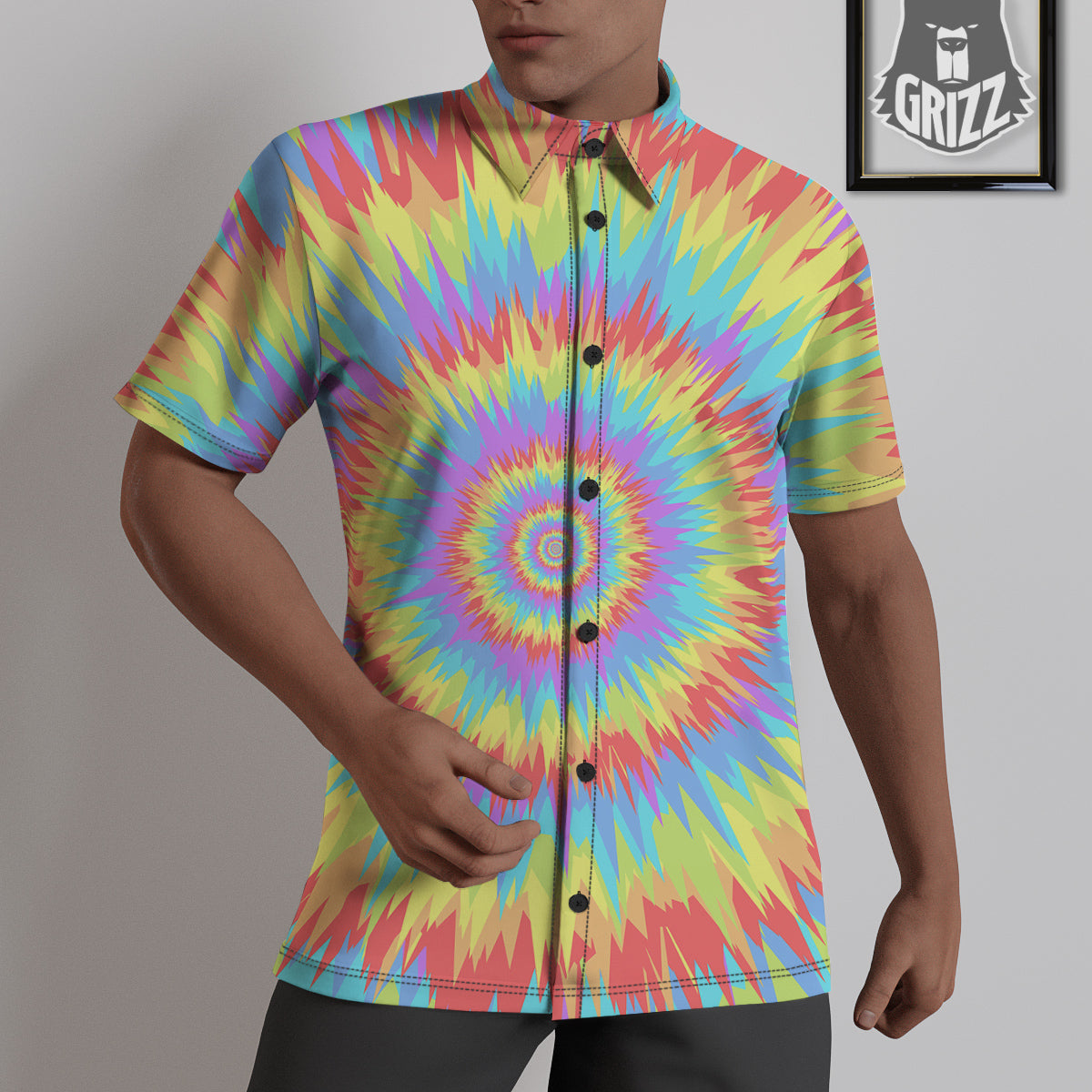 Optical Illusion Colorful Psychedelic Untucked Shirts-grizzshop