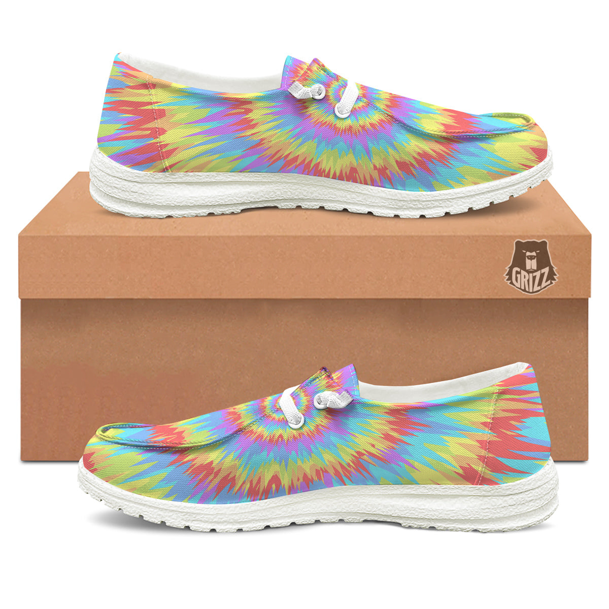 Optical Illusion Colorful Psychedelic White Loafers-grizzshop