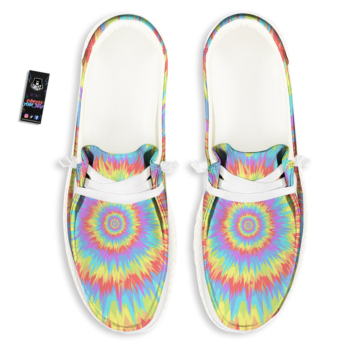 Optical Illusion Colorful Psychedelic White Loafers-grizzshop