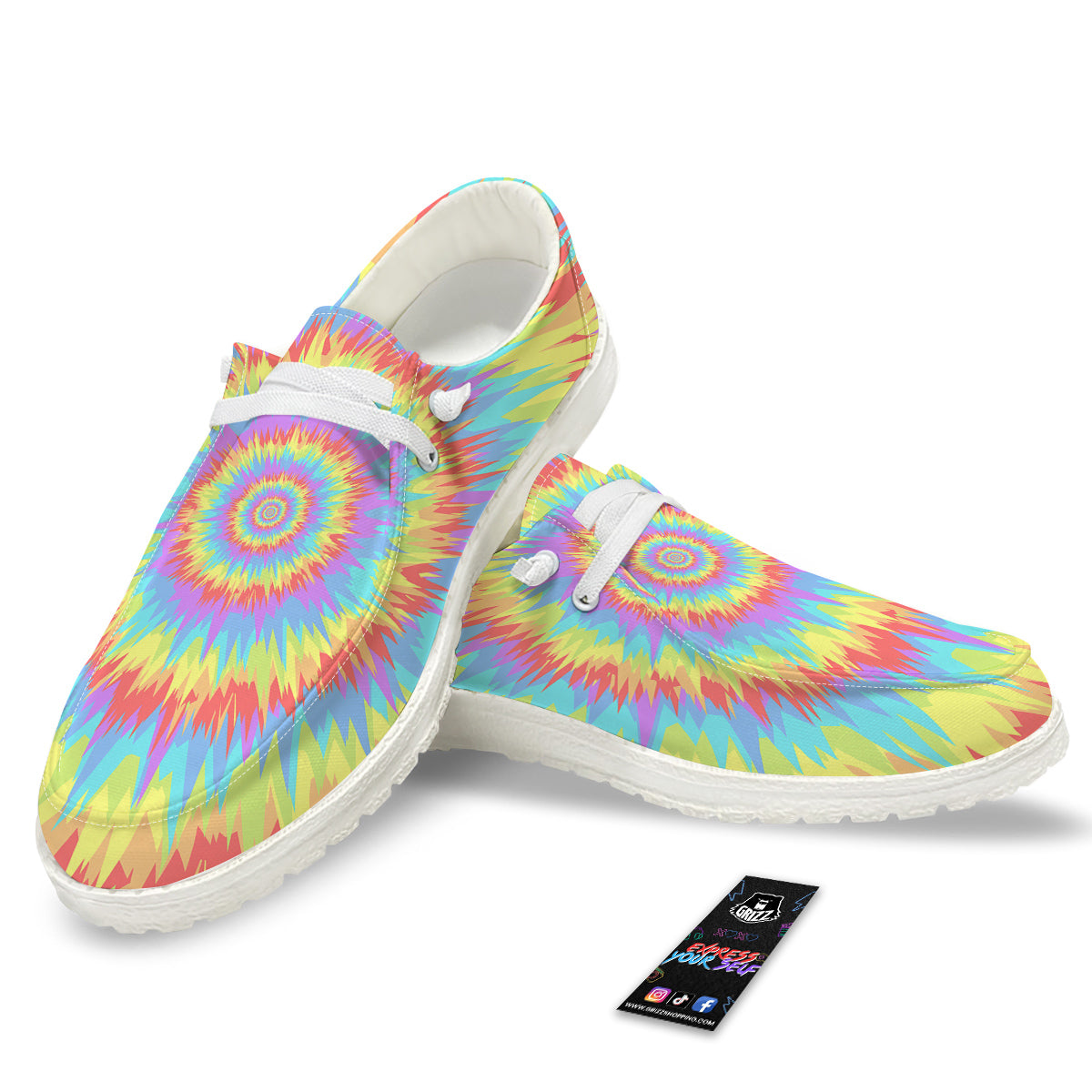 Optical Illusion Colorful Psychedelic White Loafers-grizzshop
