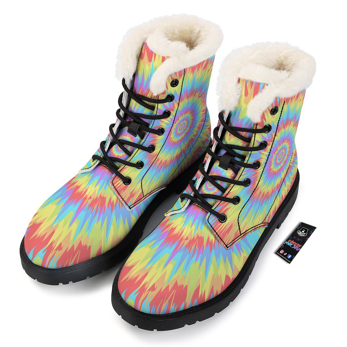 Optical Illusion Colorful Psychedelic Winter Boots-grizzshop