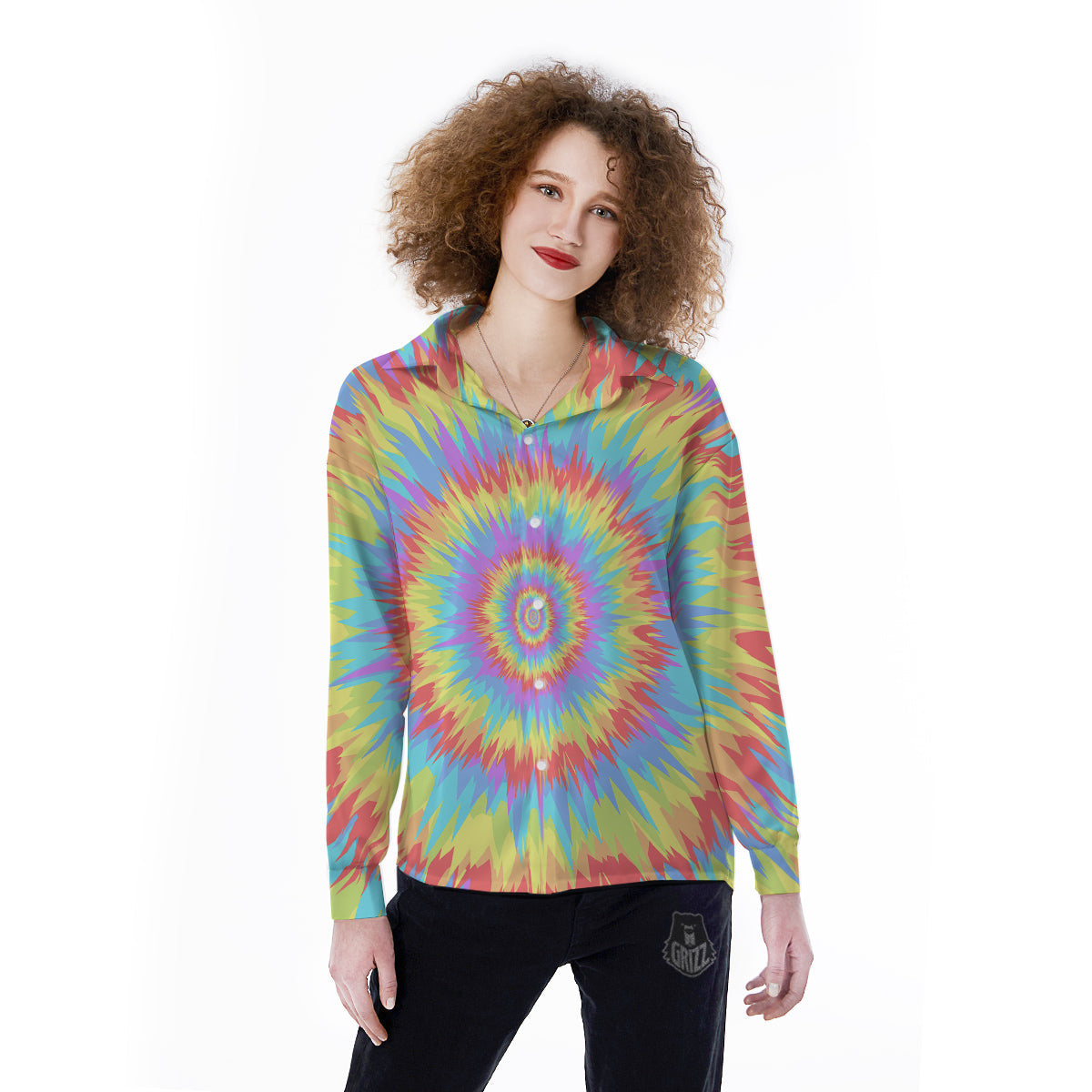 Optical Illusion Colorful Psychedelic Women's Long Sleeve Shirts-grizzshop