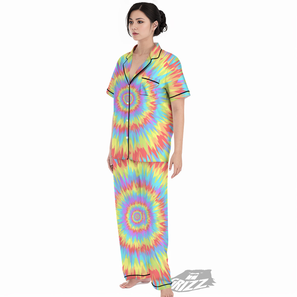 Optical Illusion Colorful Psychedelic Women's Pajamas Set-grizzshop