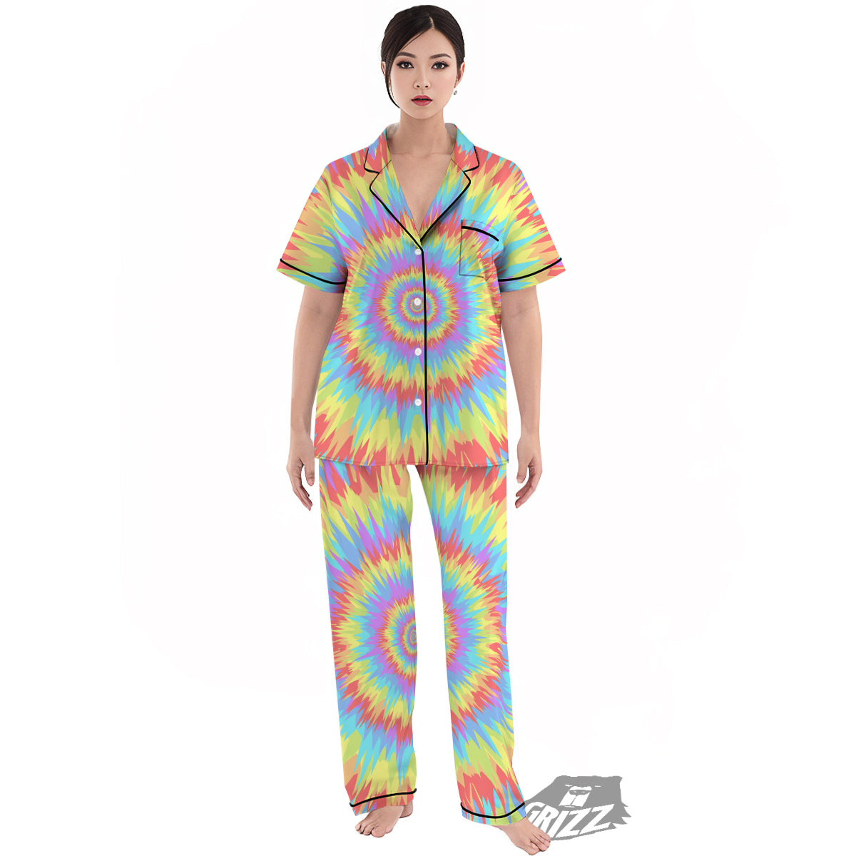 Optical Illusion Colorful Psychedelic Women's Pajamas Set-grizzshop