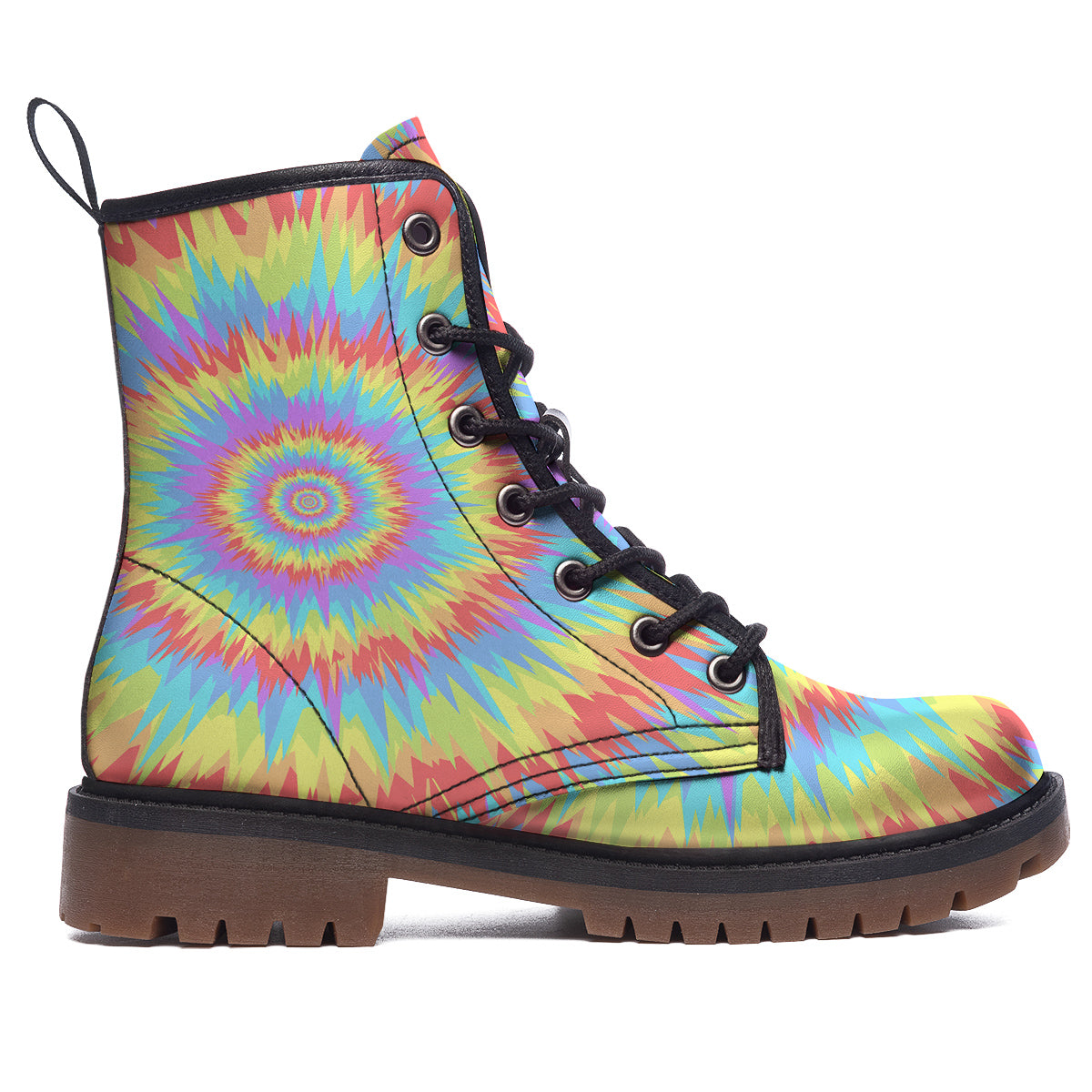 Optical Illusion Colorful Psychedelic Work Boots-grizzshop