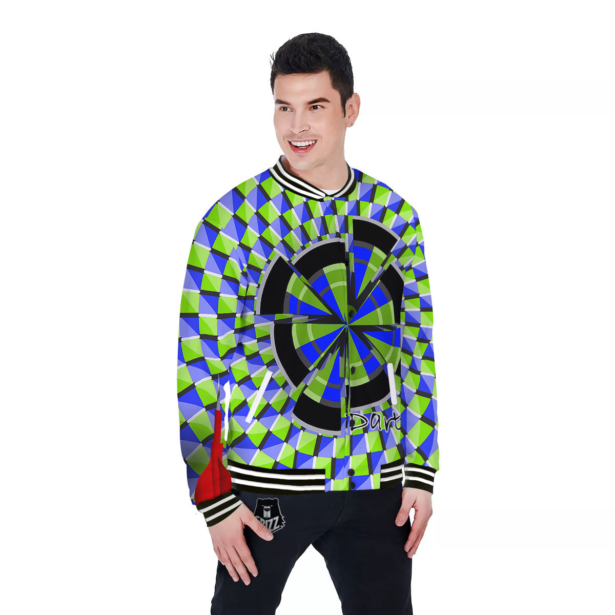 Optical Illusion Dartboard Moving Baseball Jacket-grizzshop