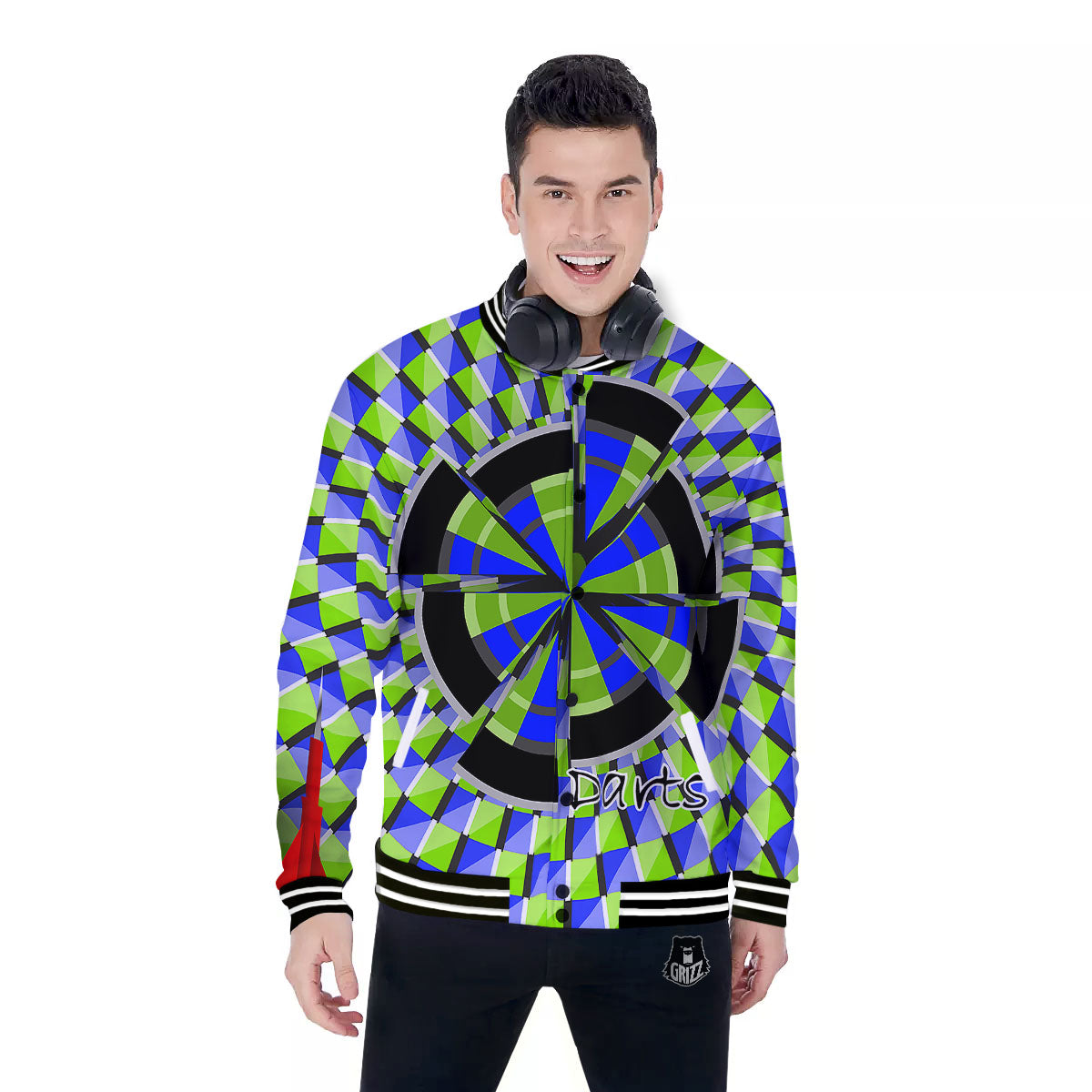 Optical Illusion Dartboard Moving Baseball Jacket-grizzshop