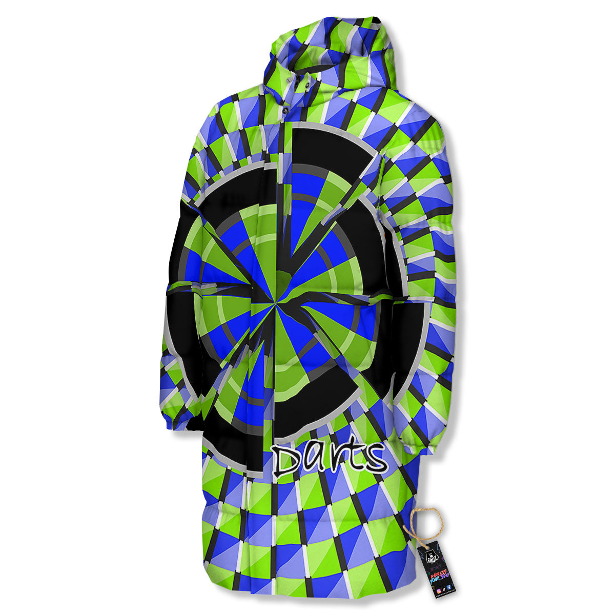 Optical Illusion Dartboard Moving Long Down Jacket-grizzshop