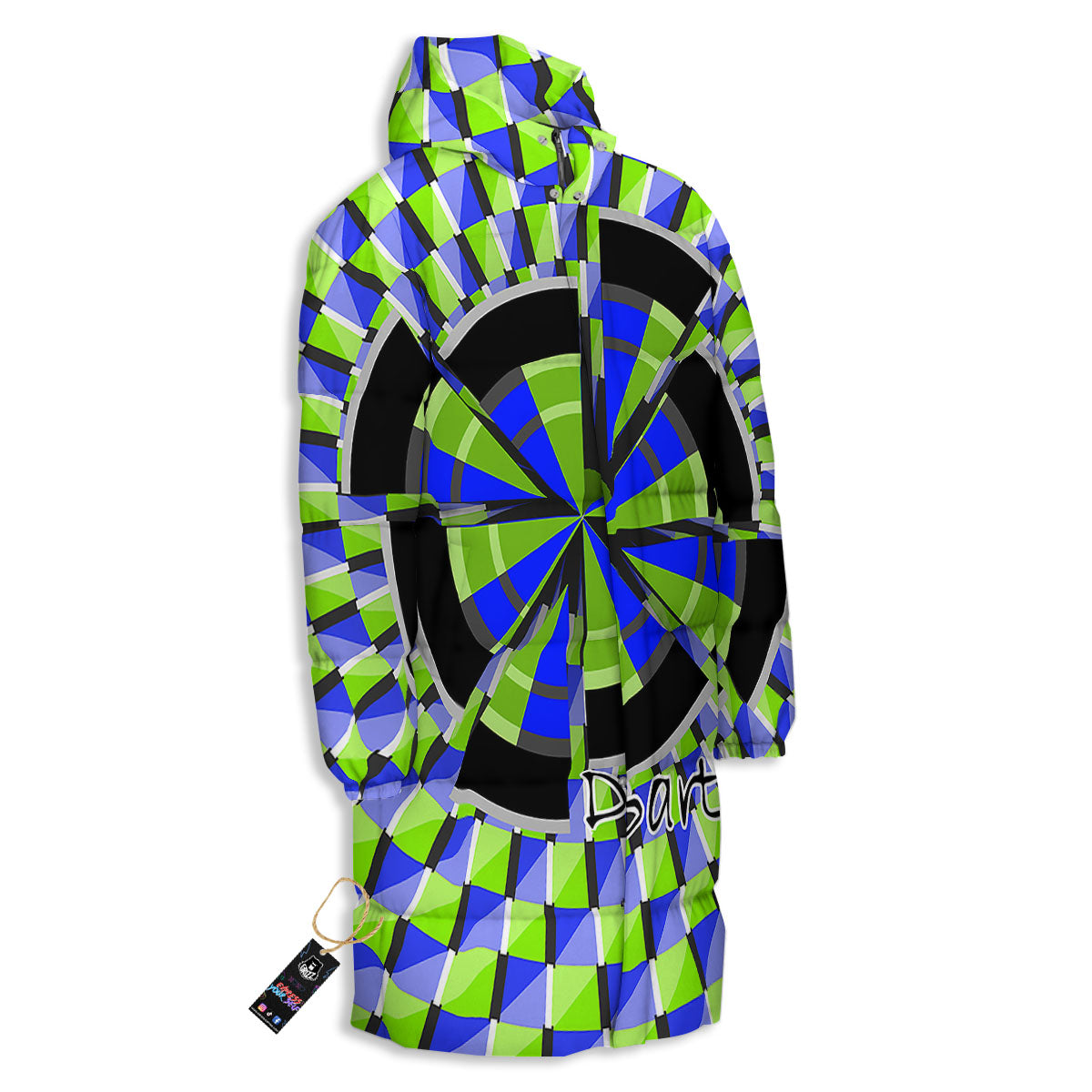 Optical Illusion Dartboard Moving Long Down Jacket-grizzshop