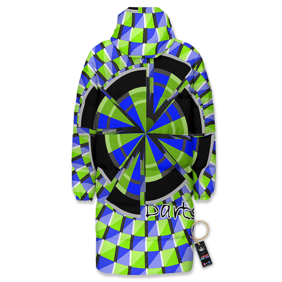 Optical Illusion Dartboard Moving Long Down Jacket-grizzshop