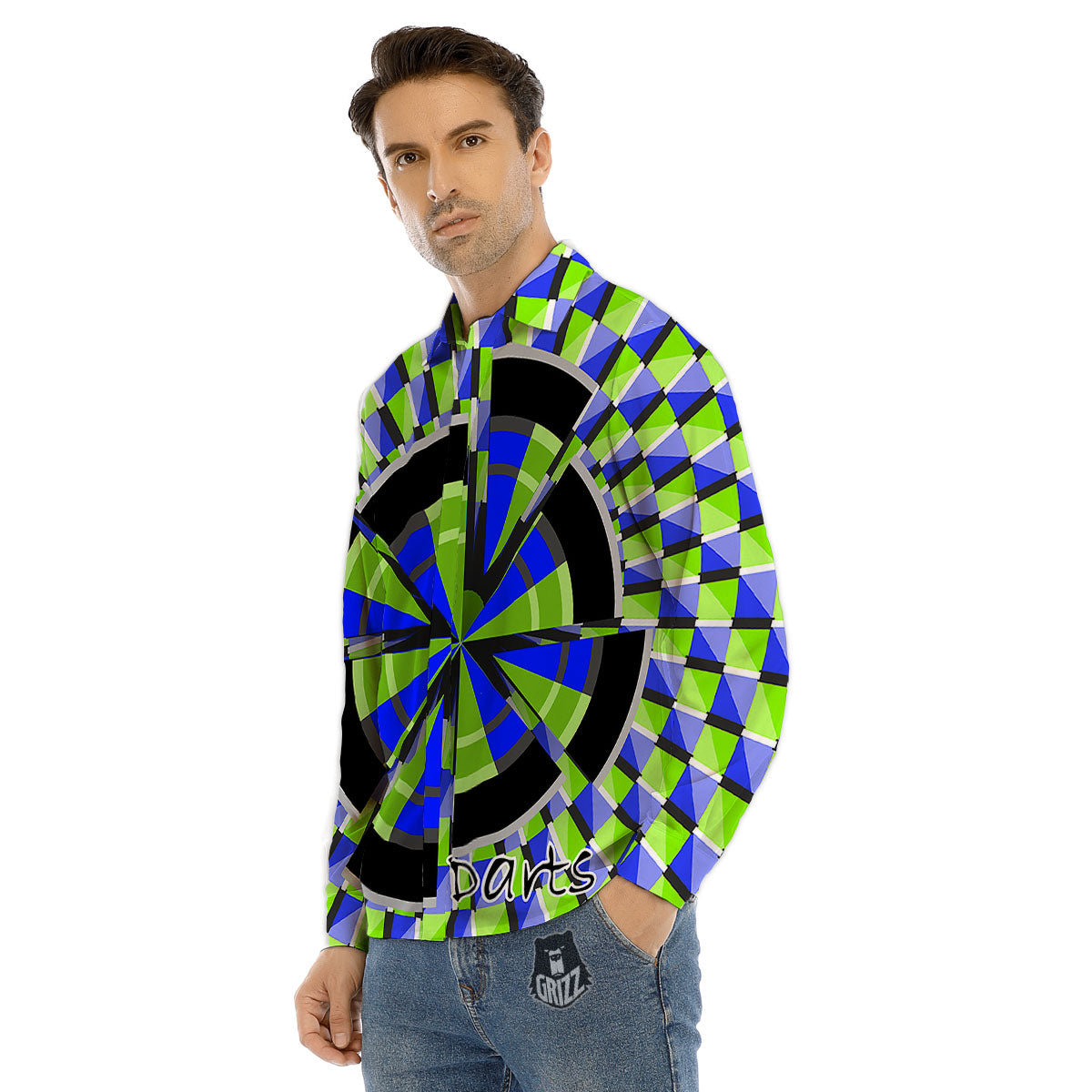 Optical Illusion Dartboard Moving Men's Dress Shirts-grizzshop