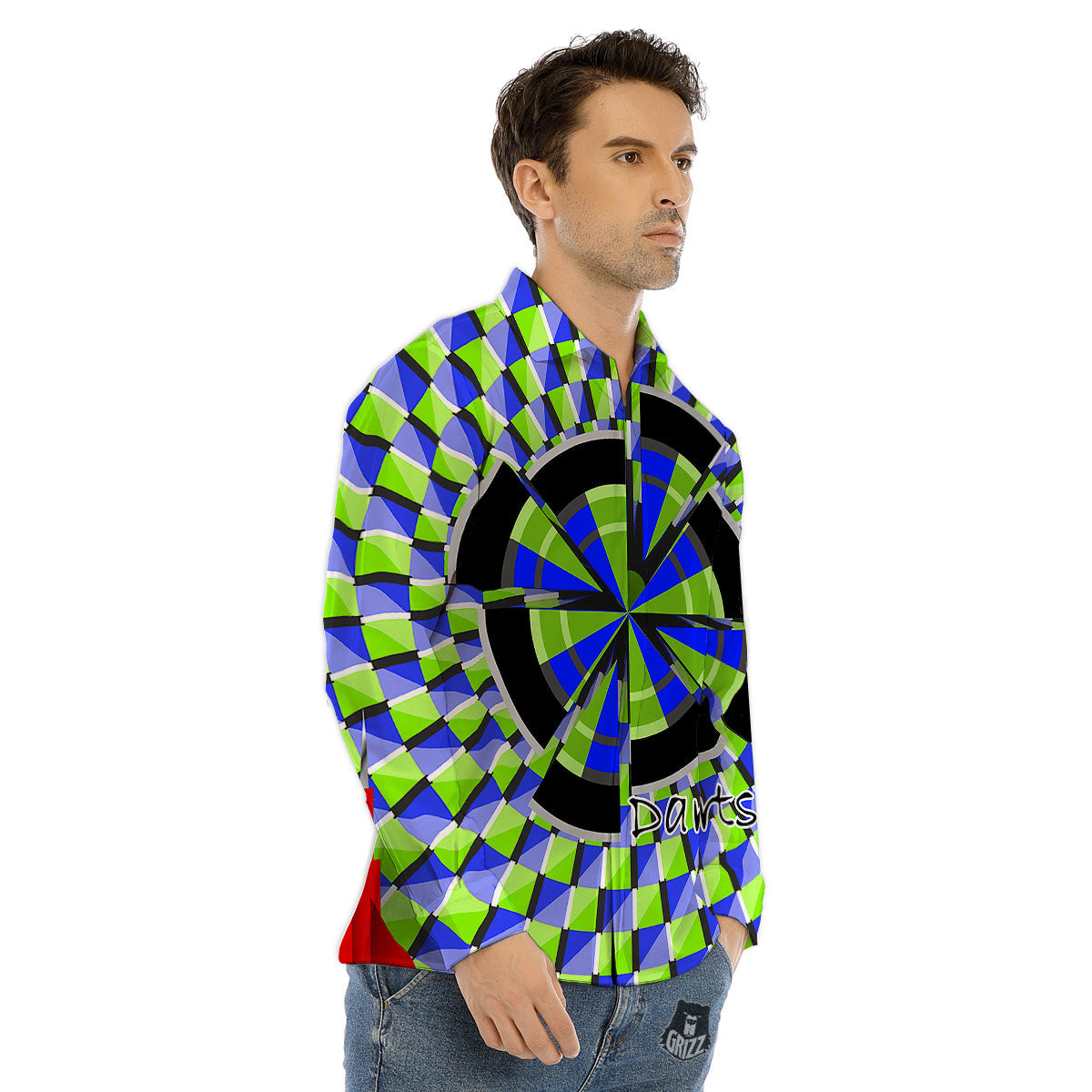 Optical Illusion Dartboard Moving Men's Dress Shirts-grizzshop