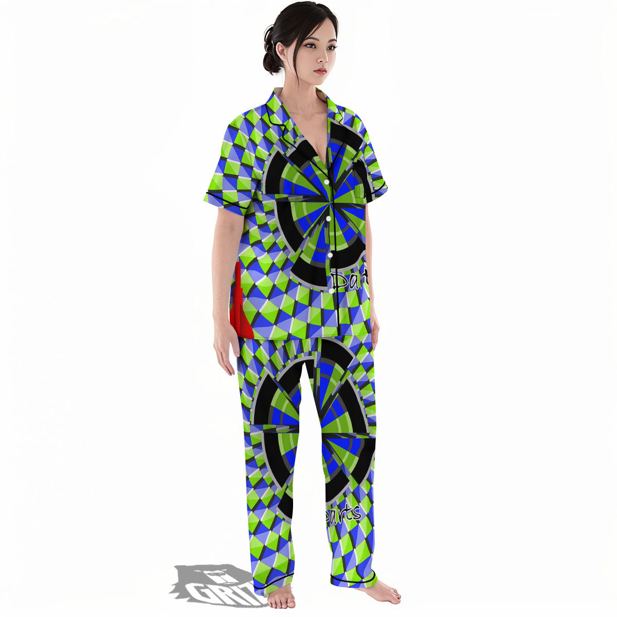 Optical Illusion Dartboard Moving Women's Pajamas Set-grizzshop