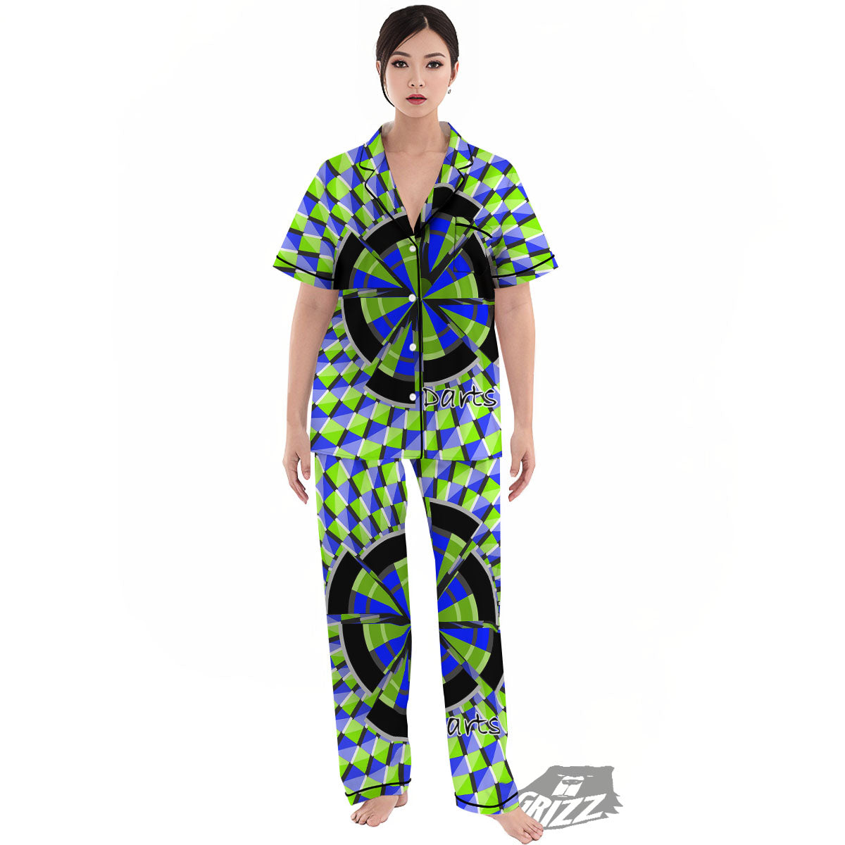 Optical Illusion Dartboard Moving Women's Pajamas Set-grizzshop