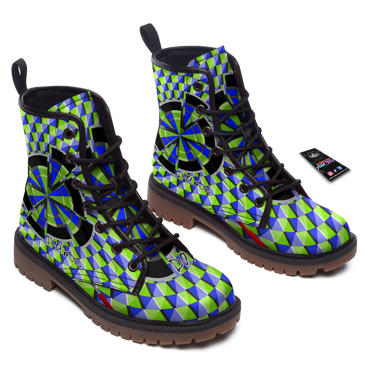 Optical Illusion Dartboard Moving Work Boots-grizzshop