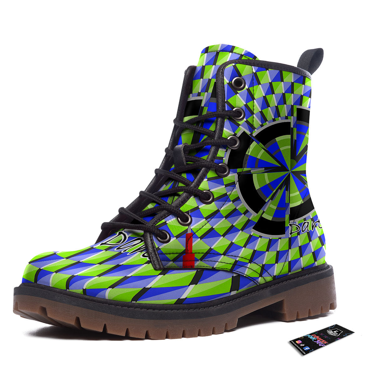 Optical Illusion Dartboard Moving Work Boots-grizzshop