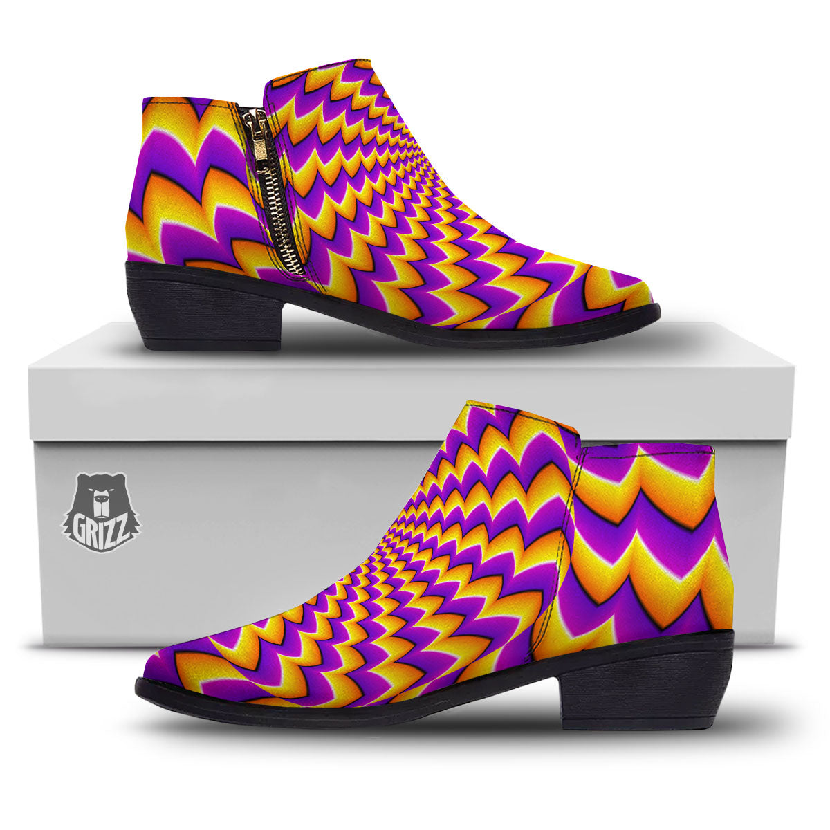 Optical Illusion Moving Dizzy Circle Ankle Boots-grizzshop