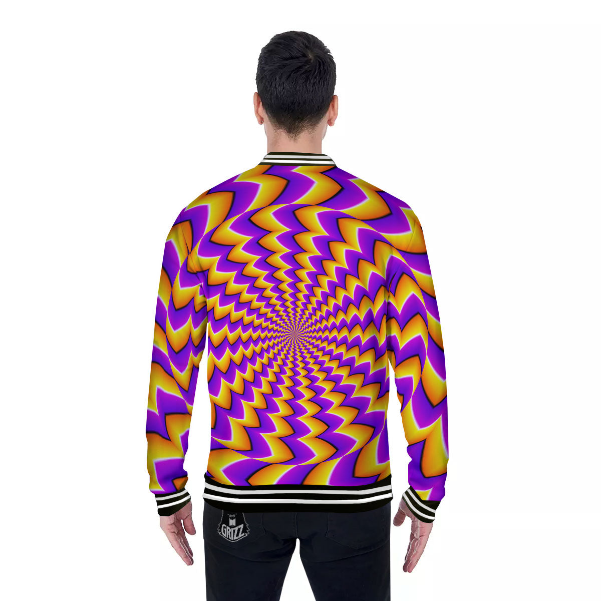 Optical Illusion Moving Dizzy Circle Baseball Jacket-grizzshop