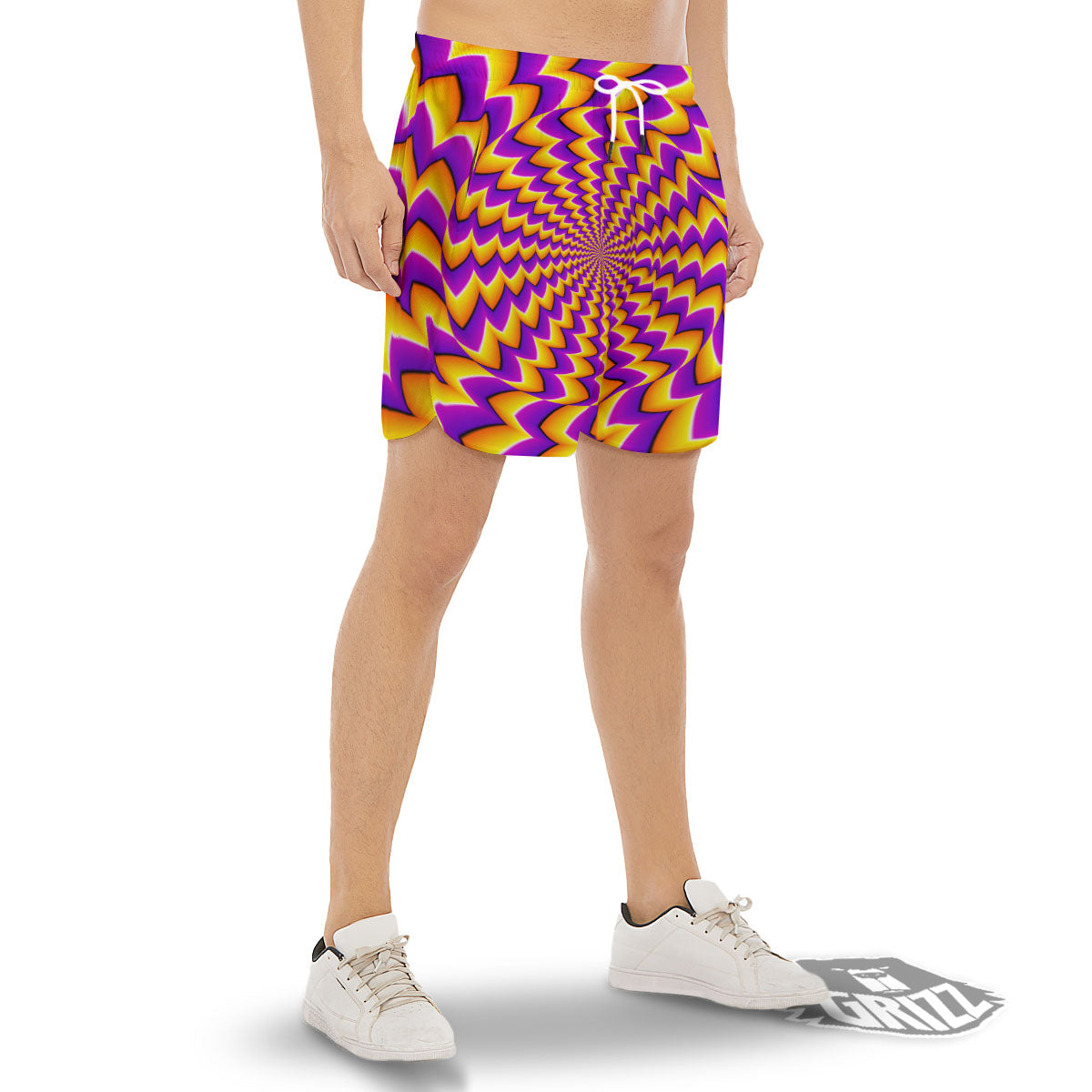 Optical Illusion Moving Dizzy Circle Men's Gym Shorts-grizzshop