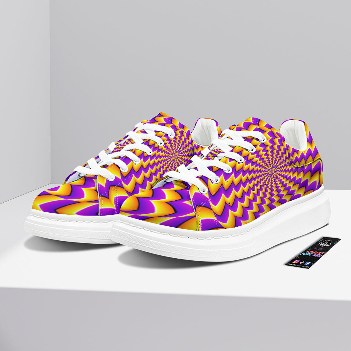 Optical Illusion Moving Dizzy Circle Platform Shoes-grizzshop