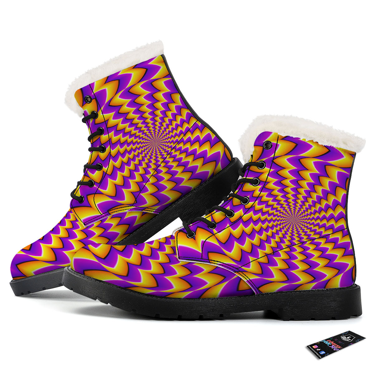 Optical Illusion Moving Dizzy Circle Winter Boots-grizzshop