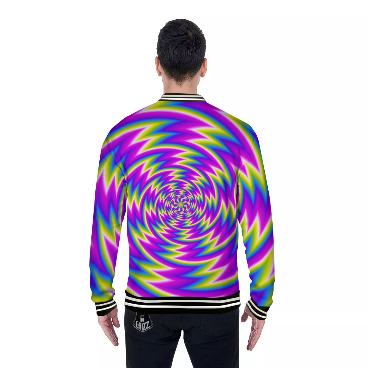 Optical Illusion Moving Dizzy Spiral Baseball Jacket-grizzshop