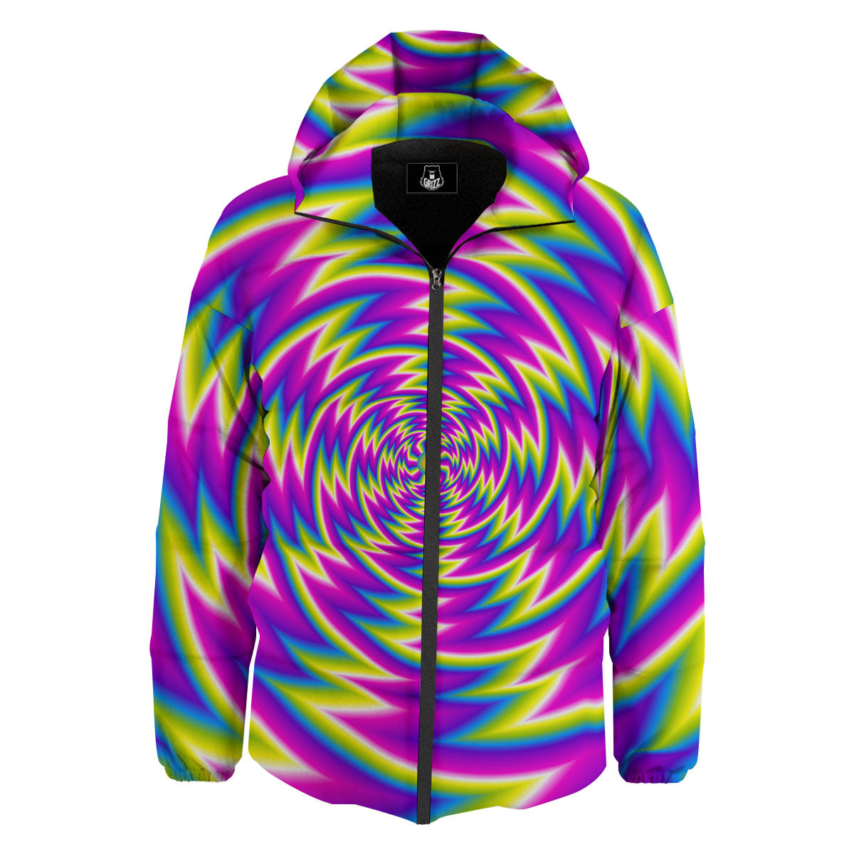 Optical Illusion Moving Dizzy Spiral Down Jacket-grizzshop
