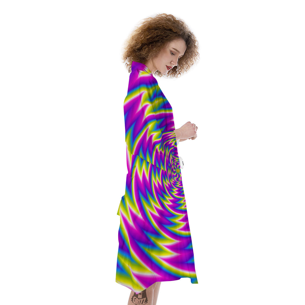 Optical Illusion Moving Dizzy Spiral Kimono-grizzshop