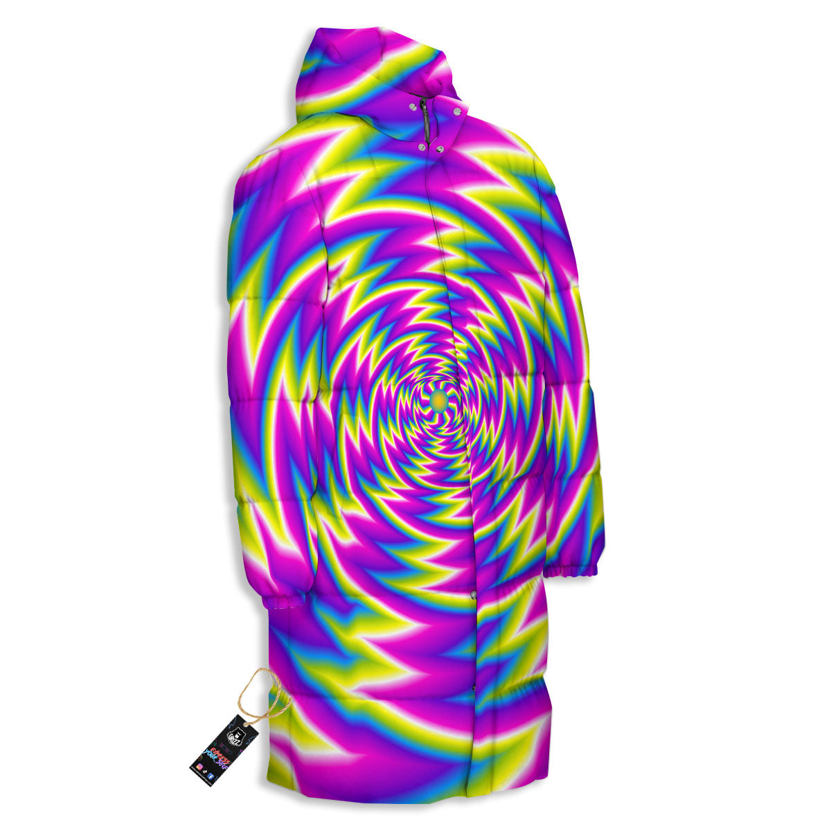 Optical Illusion Moving Dizzy Spiral Long Down Jacket-grizzshop