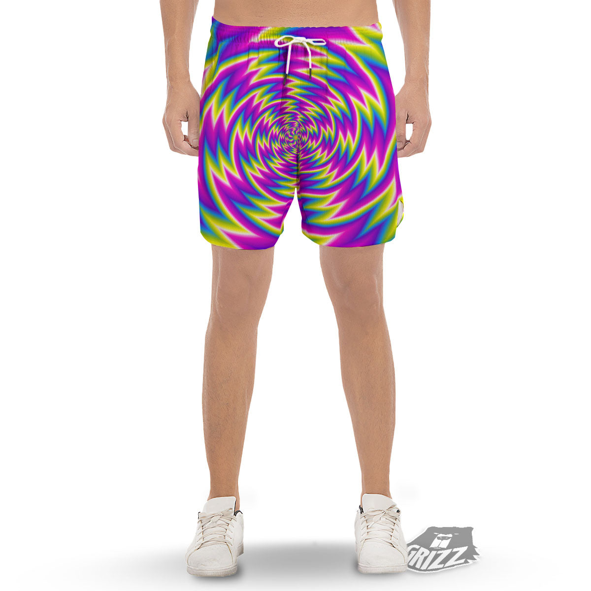 Optical Illusion Moving Dizzy Spiral Men's Gym Shorts-grizzshop