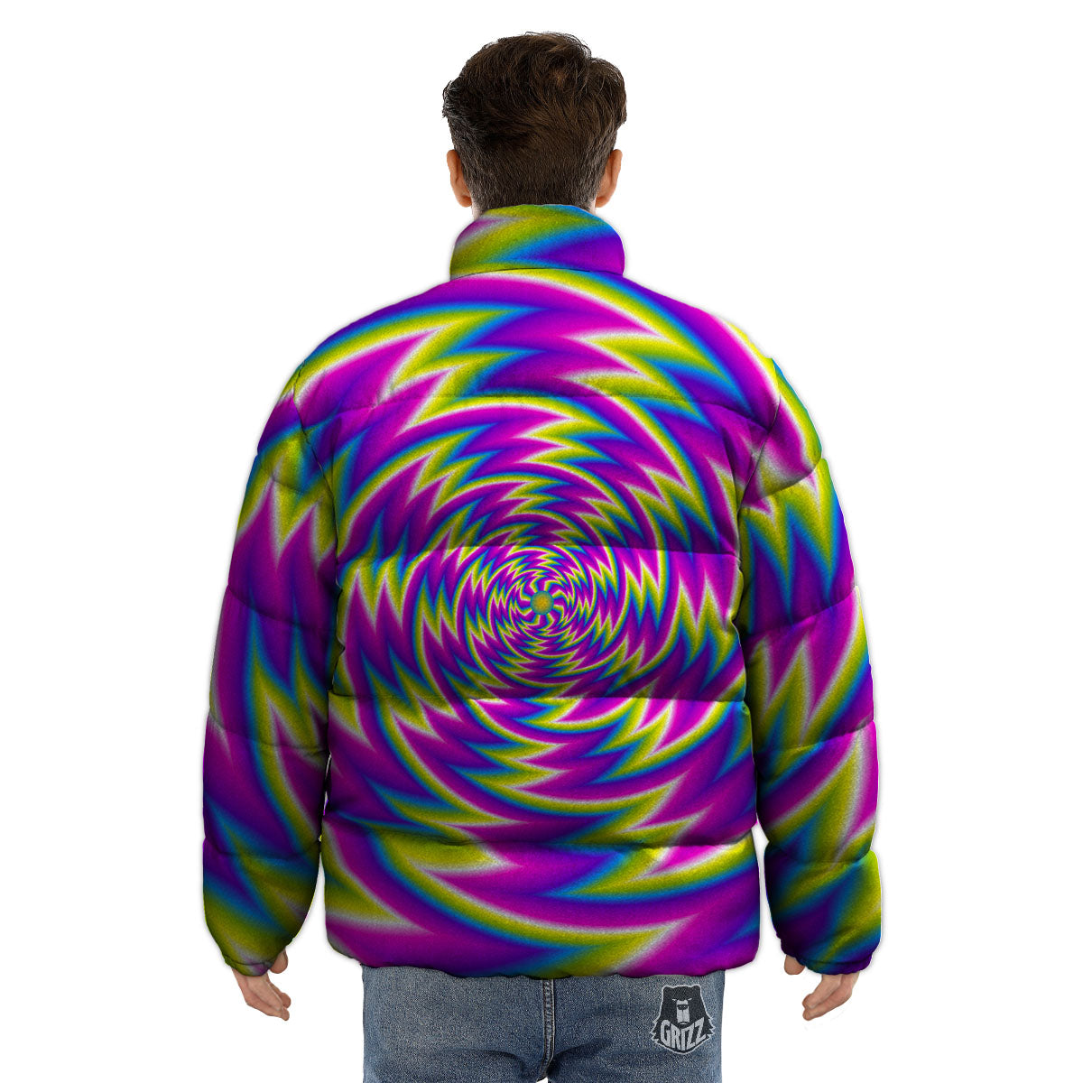 Optical Illusion Moving Dizzy Spiral Puffer Jacket-grizzshop