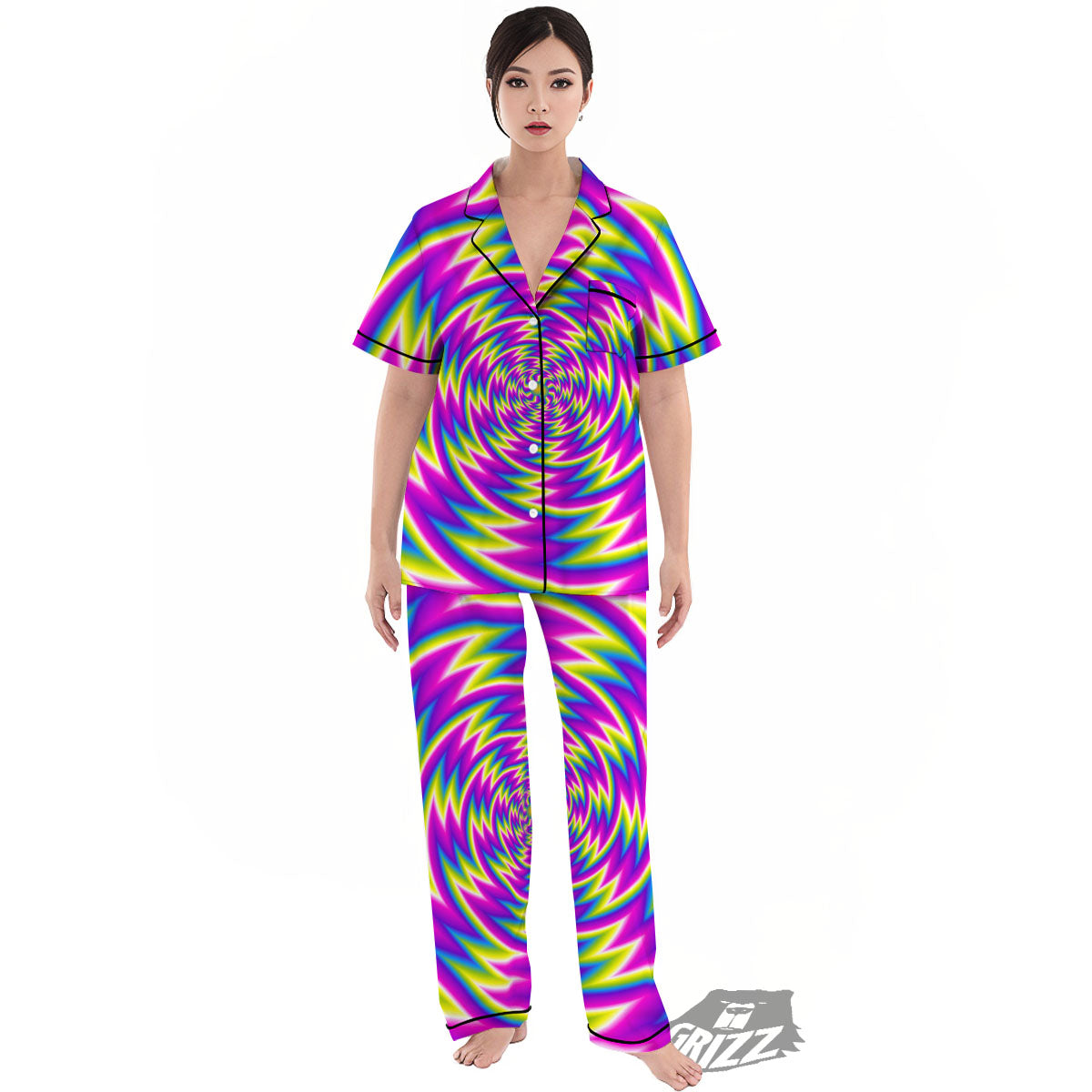 Optical Illusion Moving Dizzy Spiral Women's Pajamas Set-grizzshop