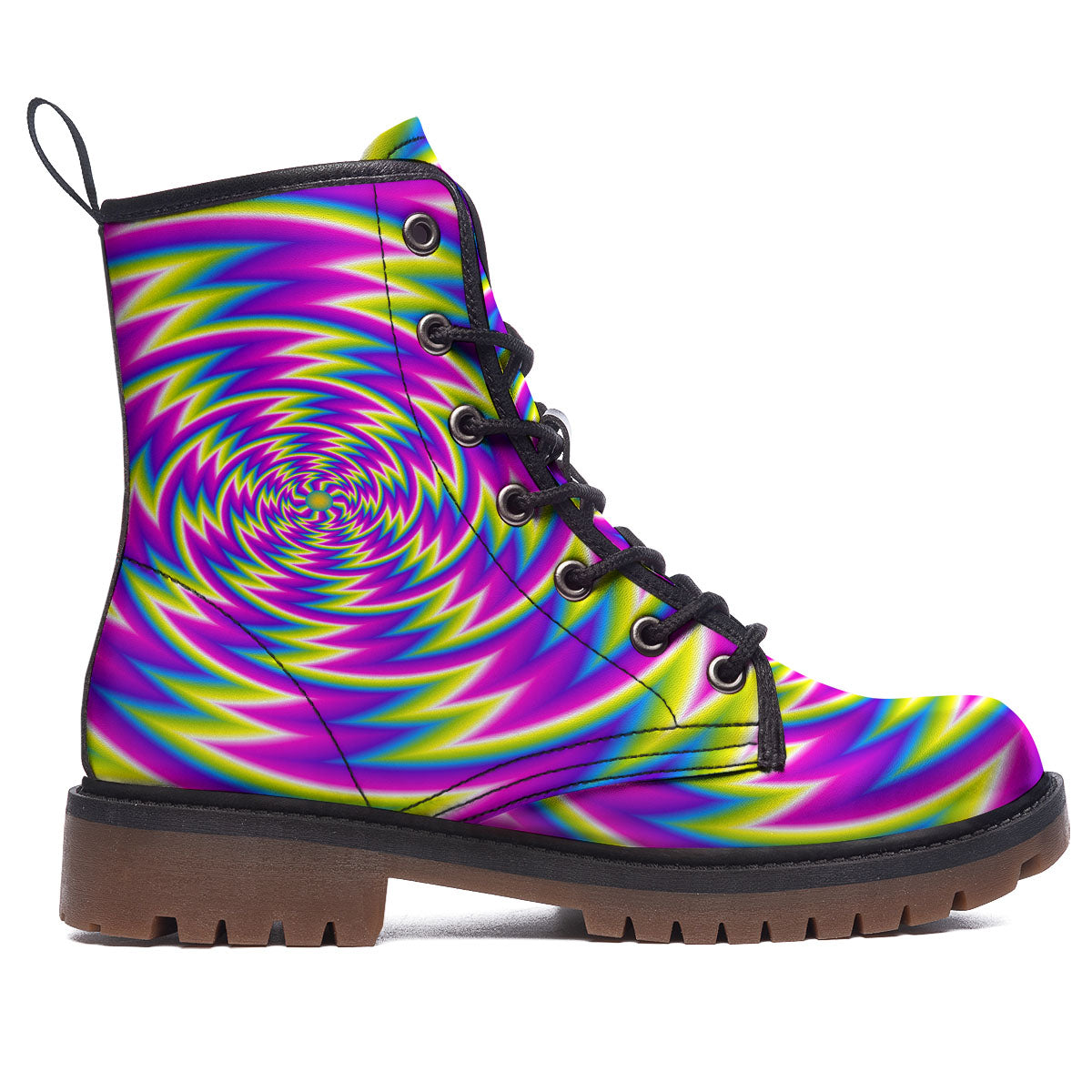 Optical Illusion Moving Dizzy Spiral Work Boots-grizzshop