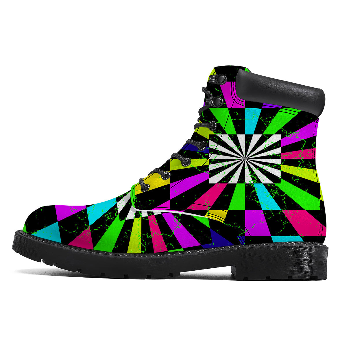 Optical Illusion Neon Abstract Print Boots-grizzshop