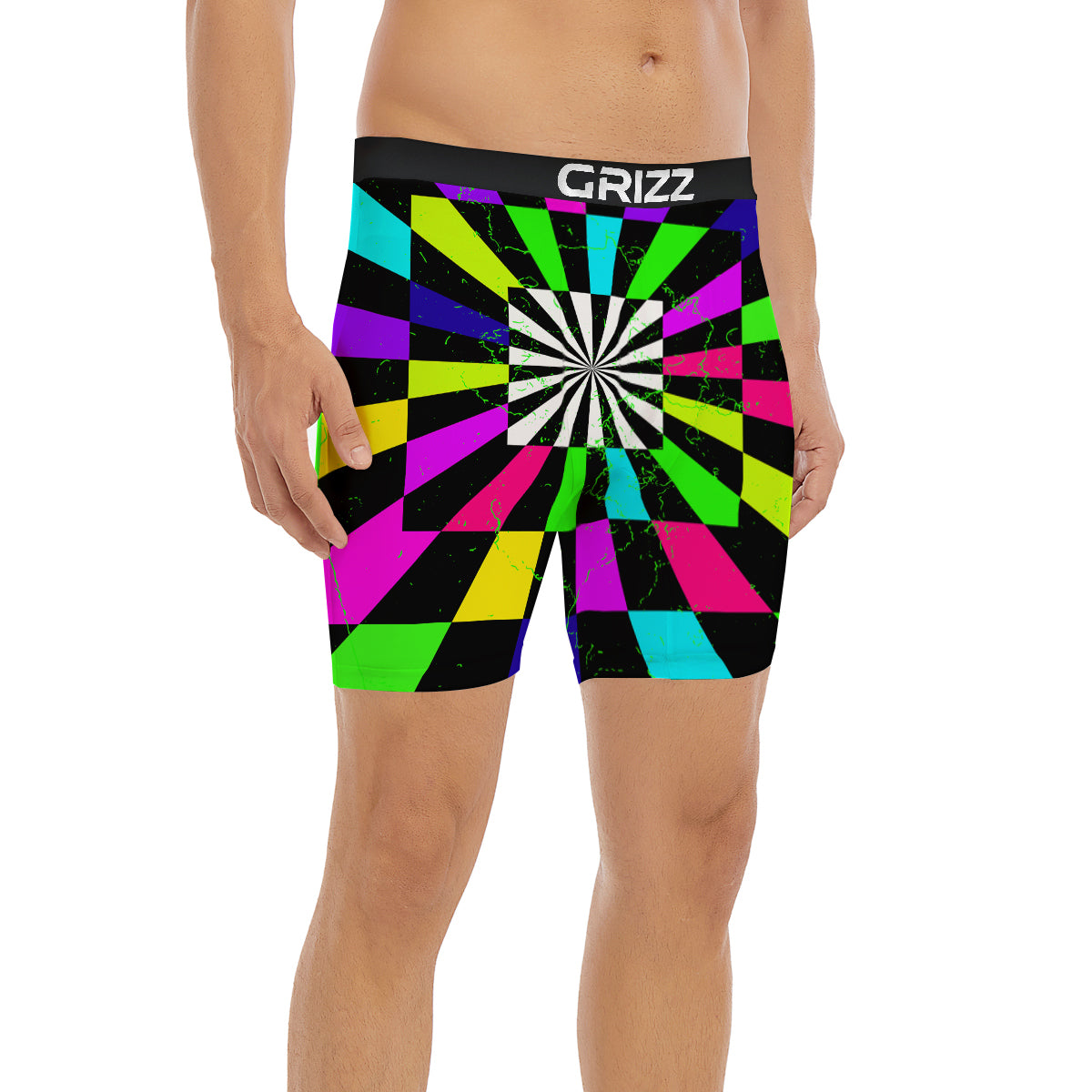 Optical Illusion Neon Abstract Print Boxer Briefs-grizzshop