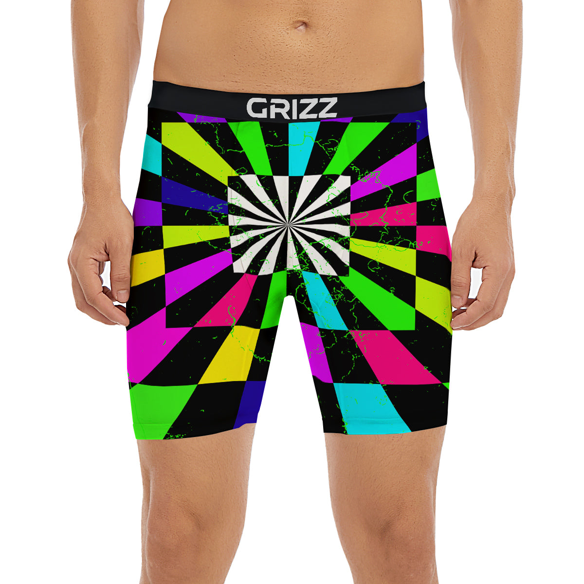 Optical Illusion Neon Abstract Print Boxer Briefs-grizzshop
