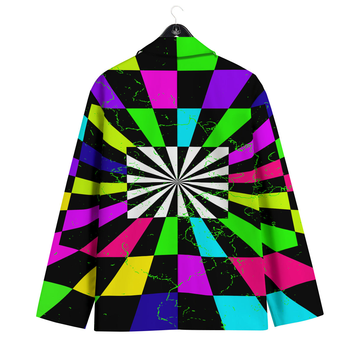 Optical Illusion Neon Abstract Print Men's Sport Coat-grizzshop