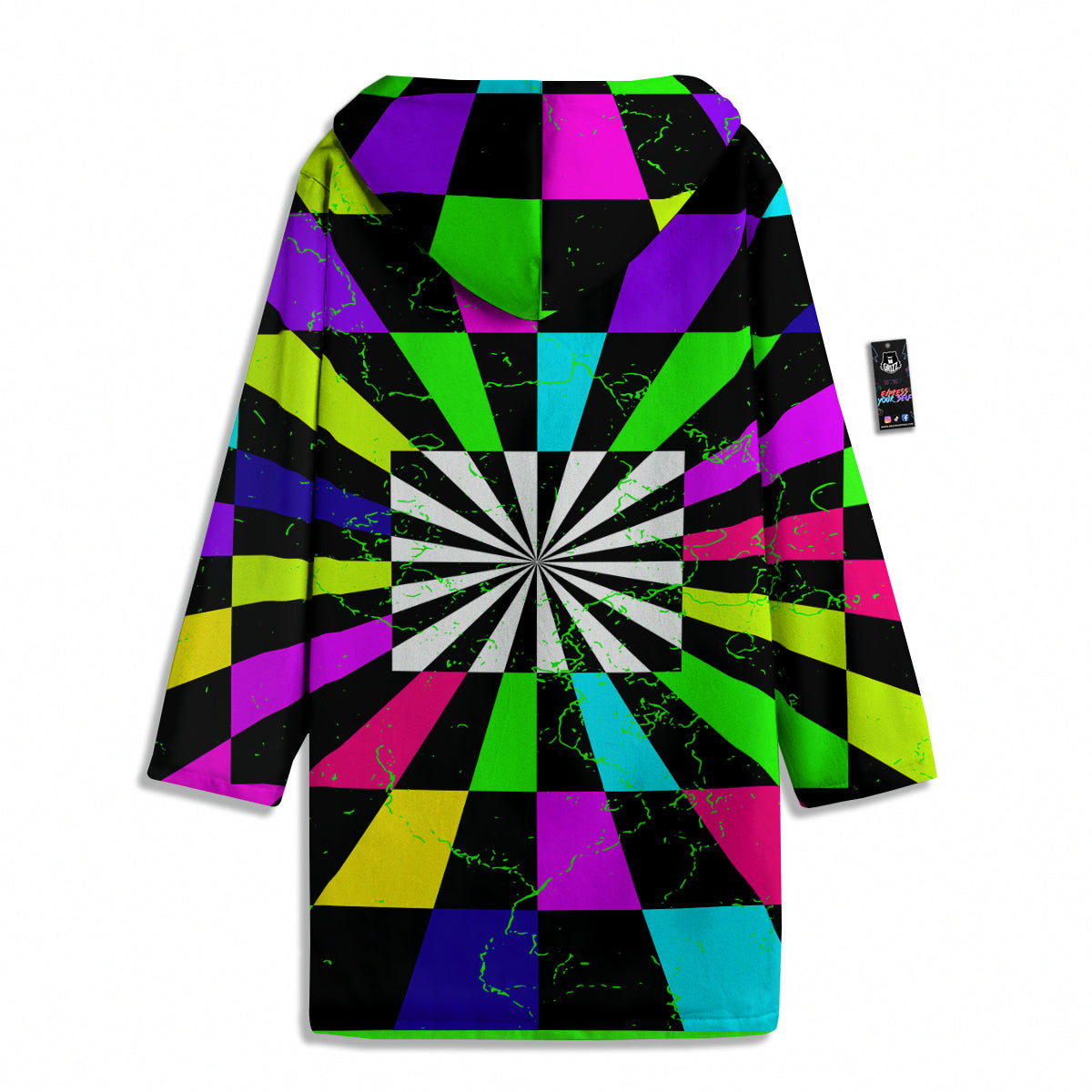 Optical Illusion Neon Abstract Print Men's Windbreaker Jacket-grizzshop