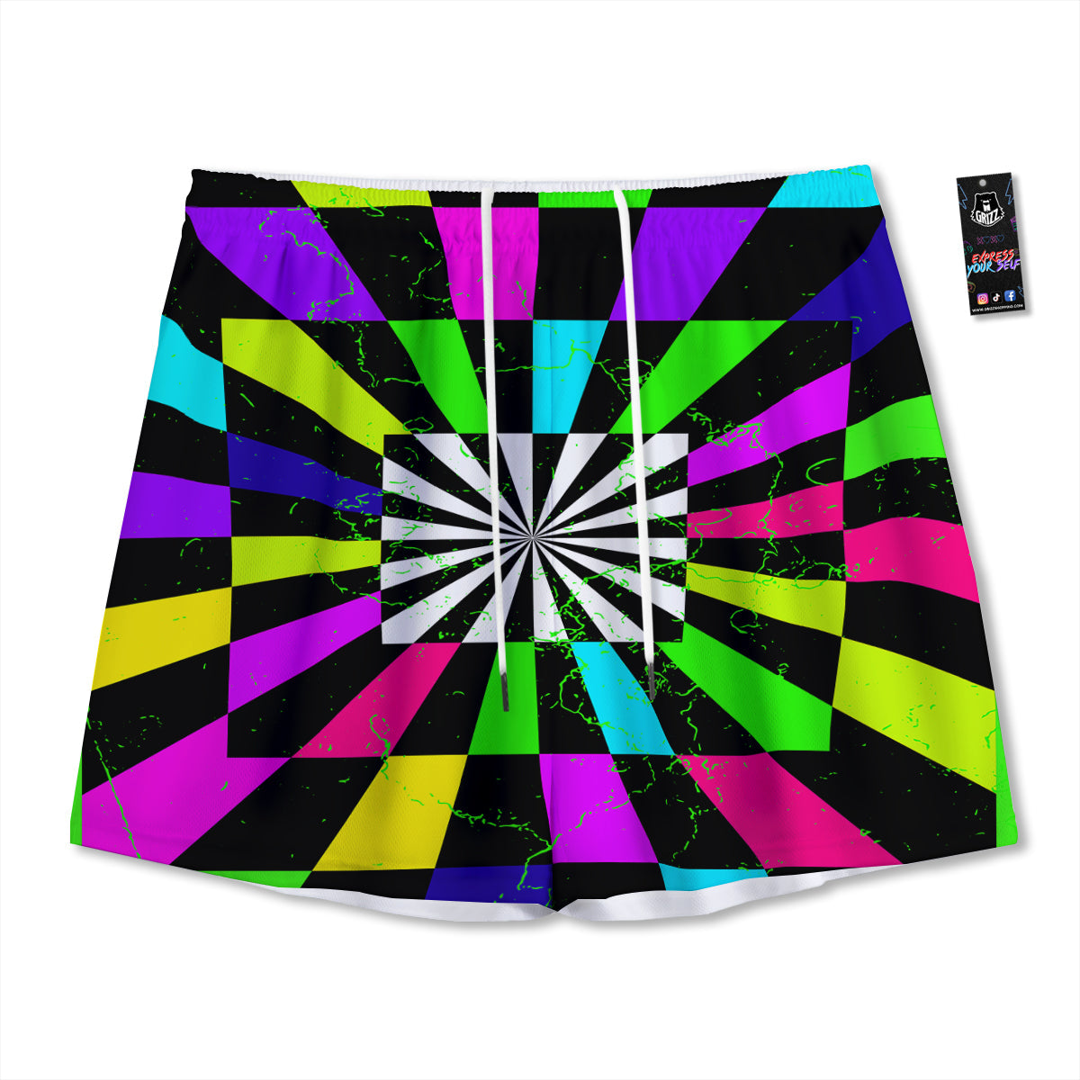 Pentagram Satanic Flame Print Mesh Shorts