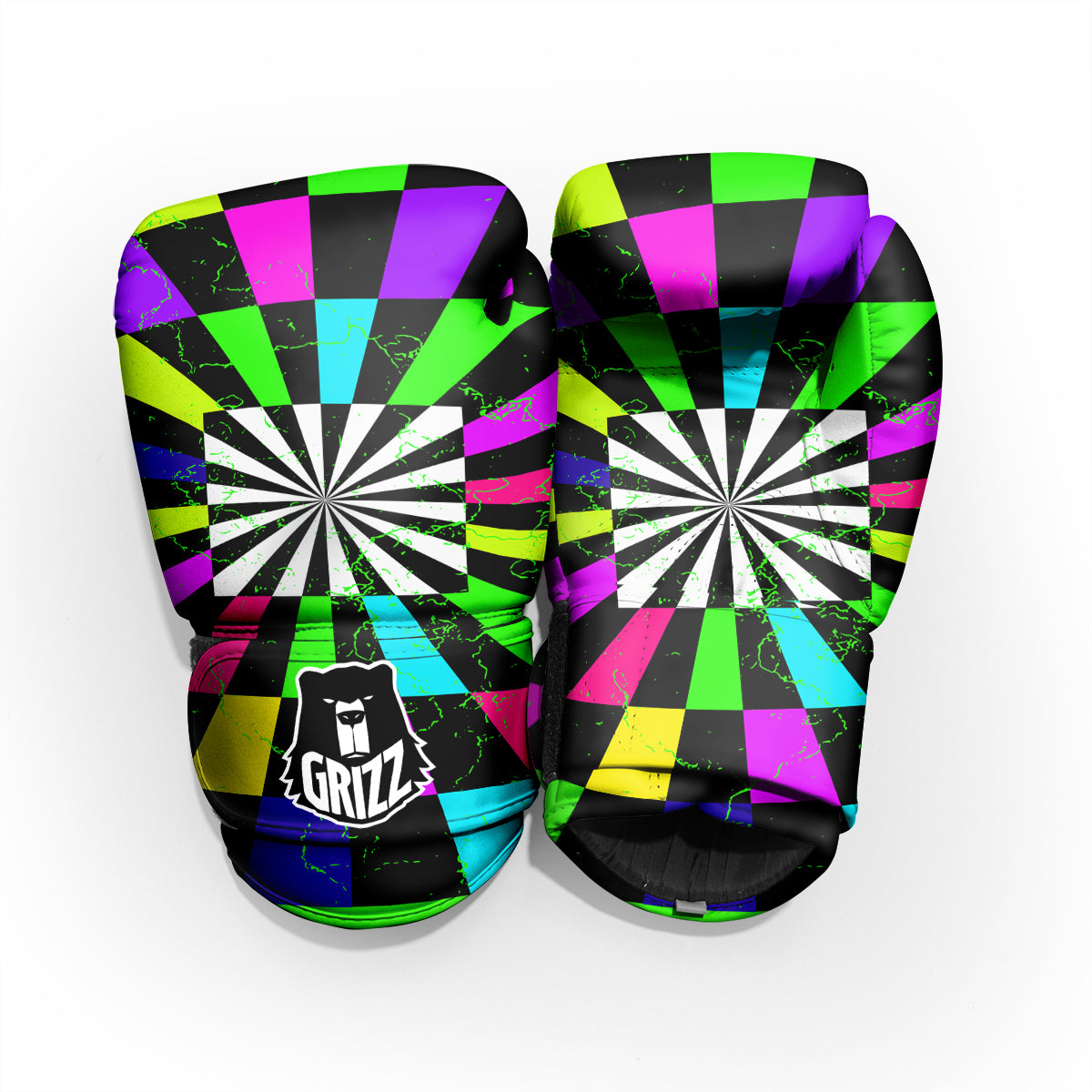 Optical Illusion Neon Abstract Print Pro Boxing Glove