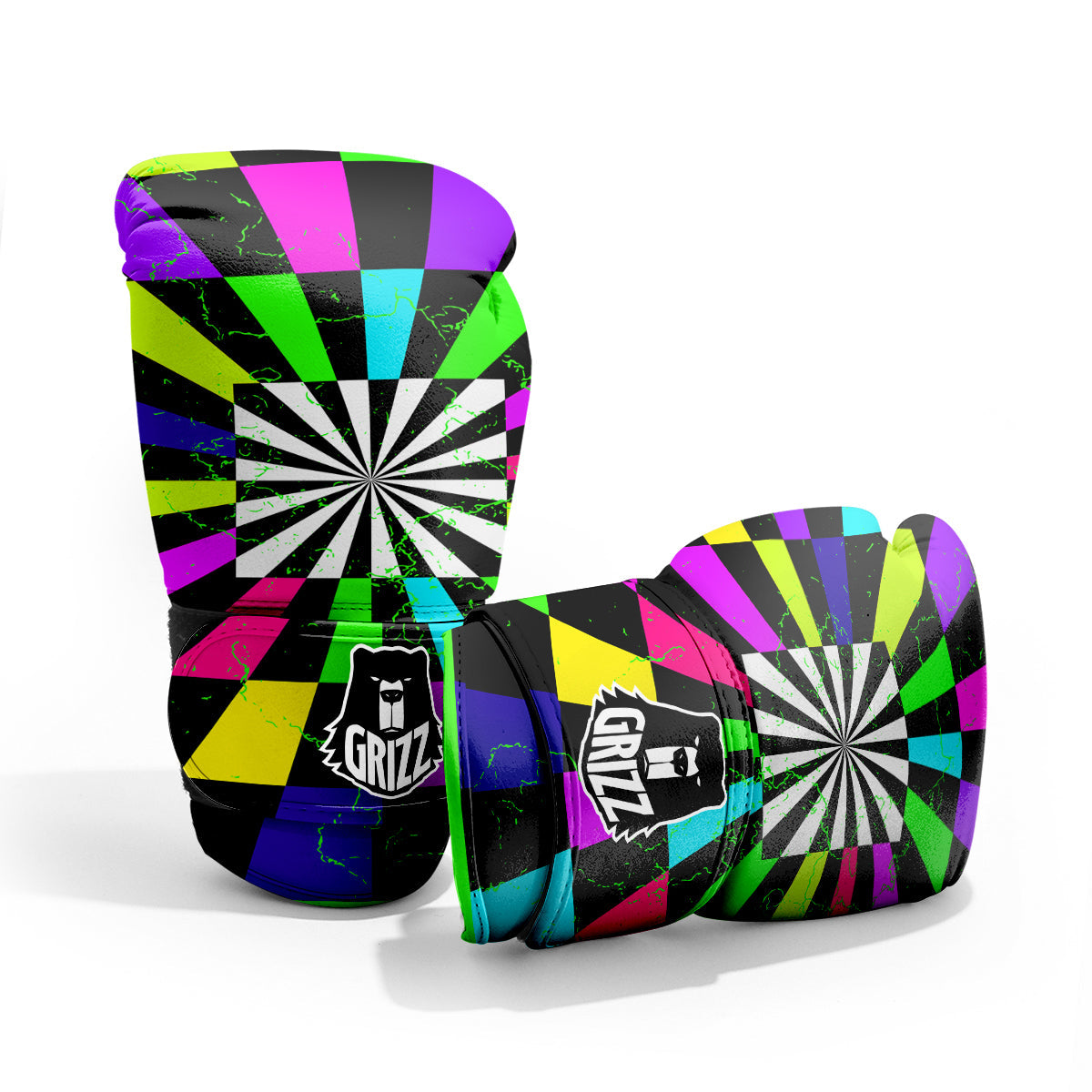Optical Illusion Neon Abstract Print Pro Boxing Glove