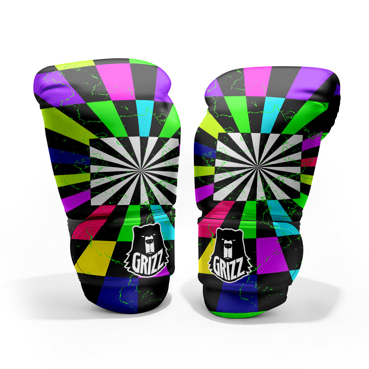 Optical Illusion Neon Abstract Print Pro Boxing Glove