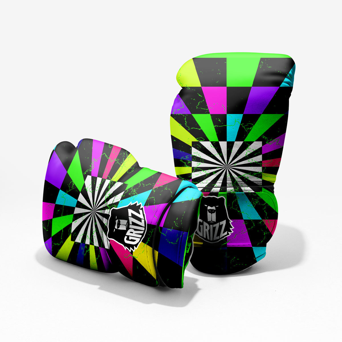 Optical Illusion Neon Abstract Print Pro Boxing Glove