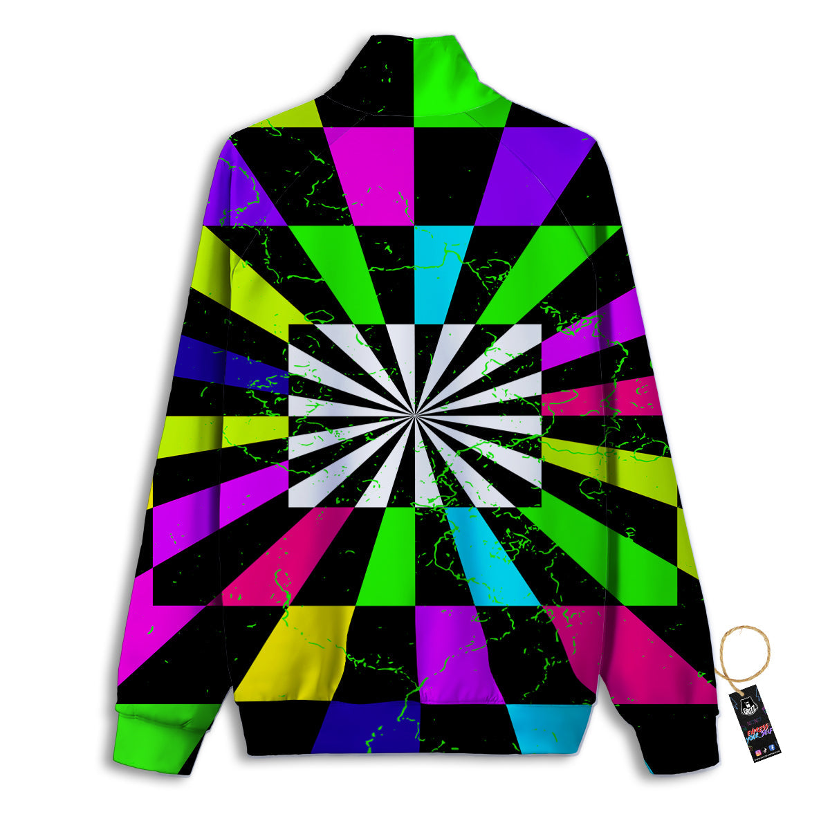 Optical Illusion Neon Abstract Print Track Jacket-grizzshop