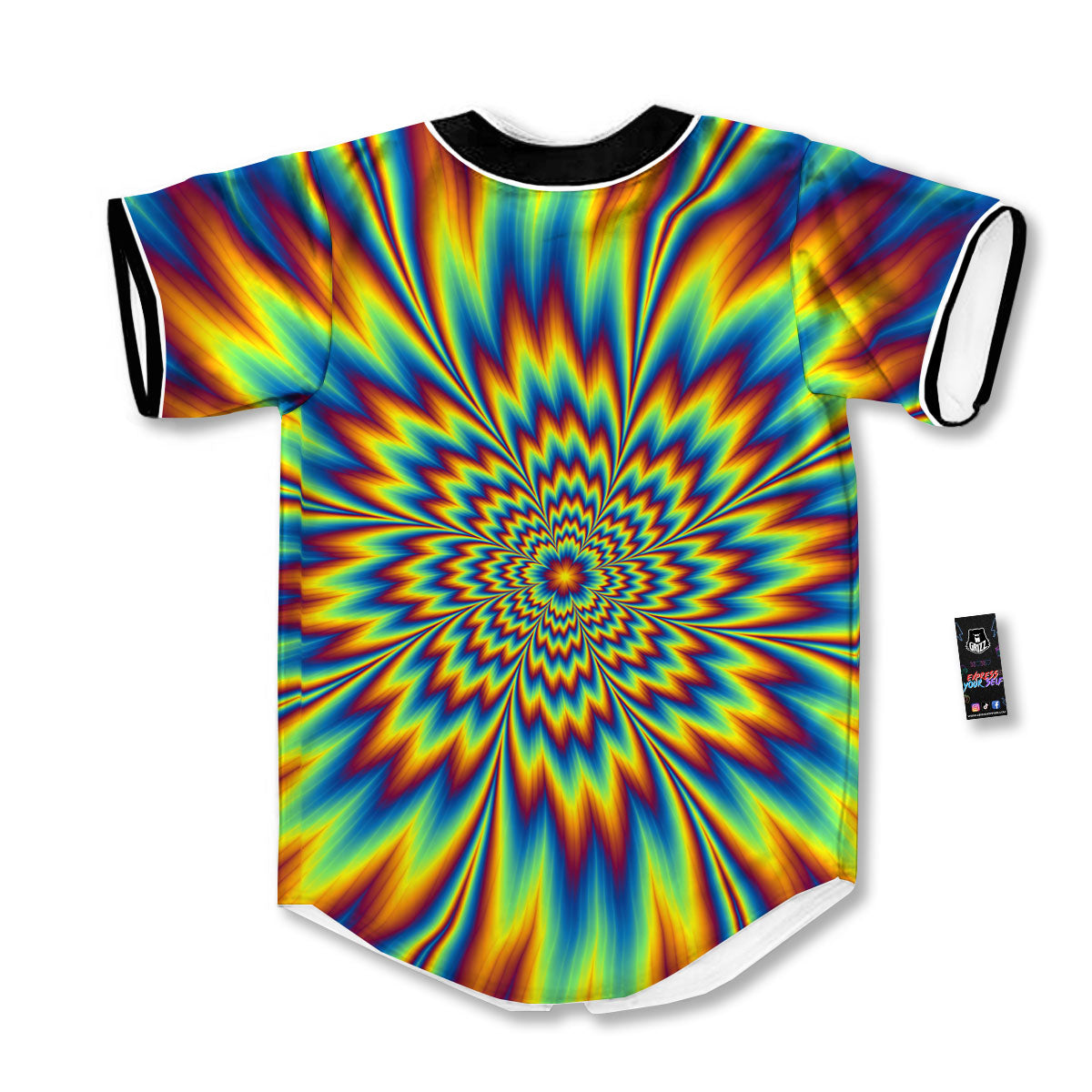 Optical Illusion Neon Psychedelic Baseball Jersey-grizzshop