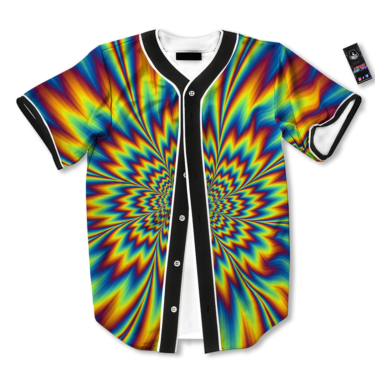 Optical Illusion Neon Psychedelic Baseball Jersey-grizzshop