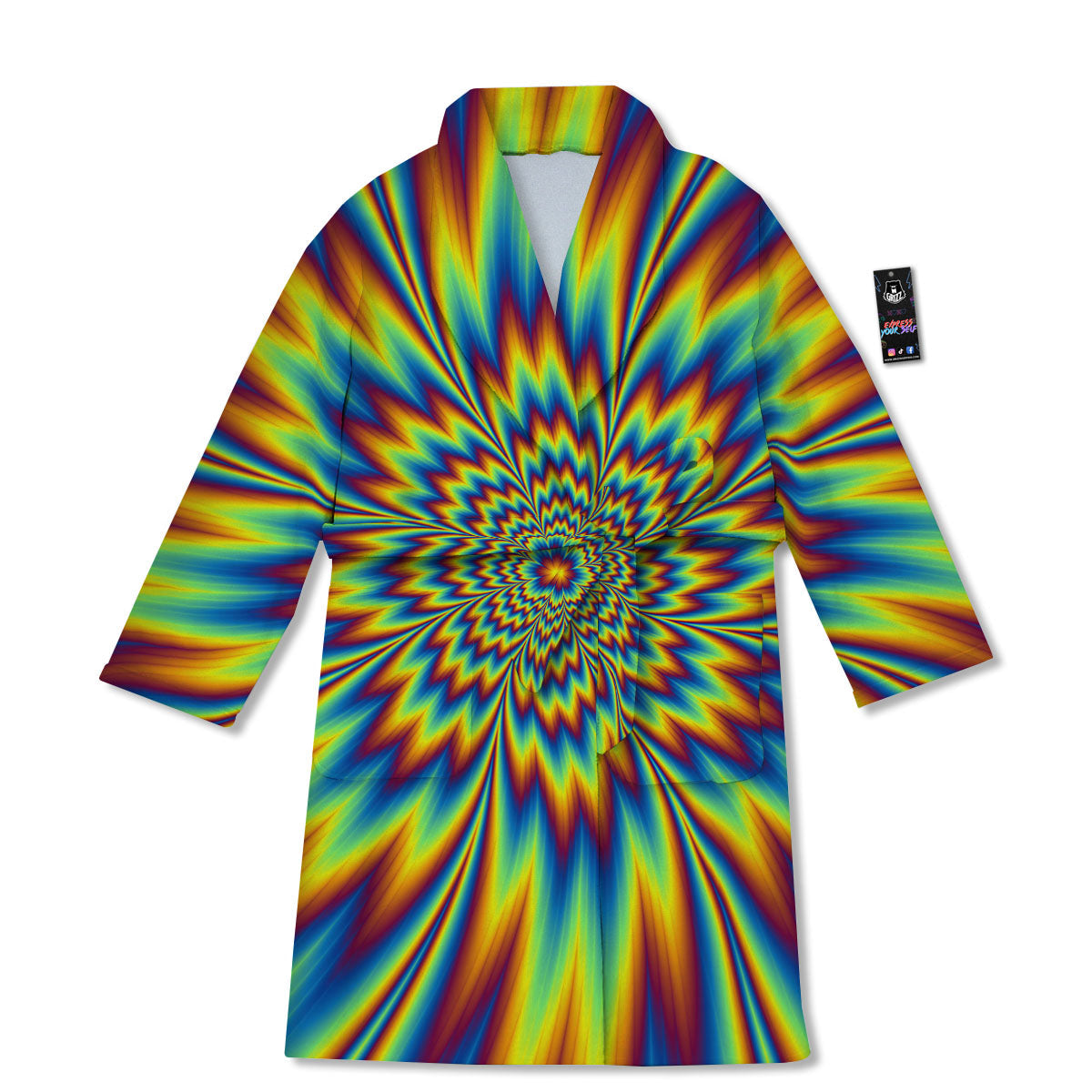 Optical Illusion Neon Psychedelic Bathrobe-grizzshop