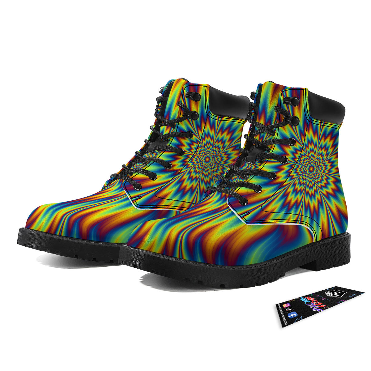 Optical Illusion Neon Psychedelic Boots-grizzshop